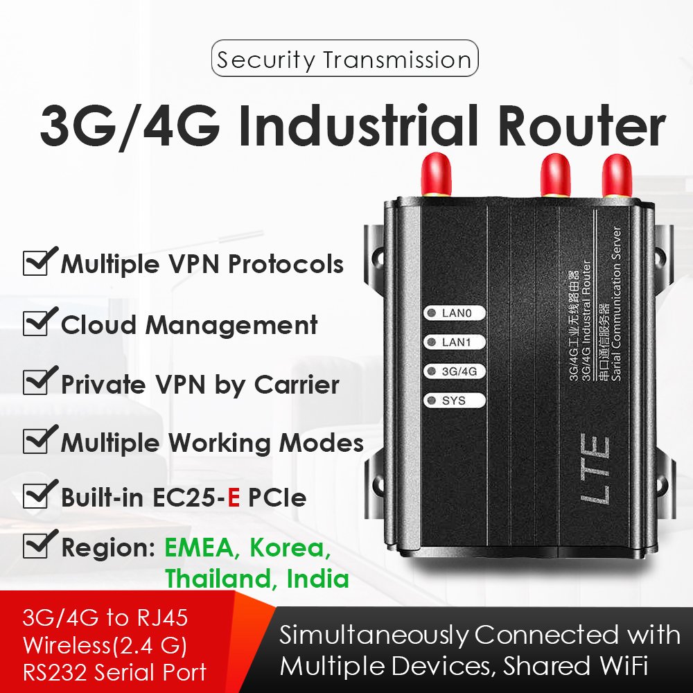 EXVIST EC25-E Mini PCIe 4G/3G LTE Industrial Router 2.4G 300M with SIM Card Slot Firewall Function for Europe VPN VPDN PPTP L2TP